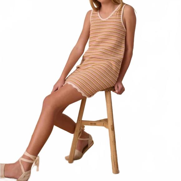 NEW RYLEE + CRU crochet tank mini dress in pink stripe - Picture 2 of 4